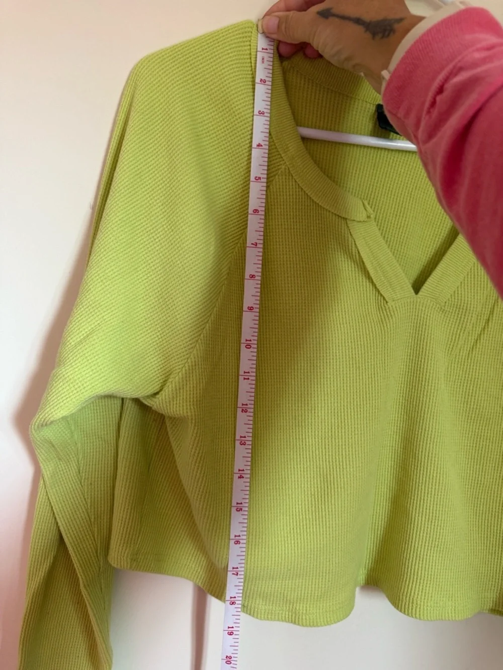 wild fable Lime Green Waffle-Knit V-Notch Long Sleeve Top - Picture 4 of 8